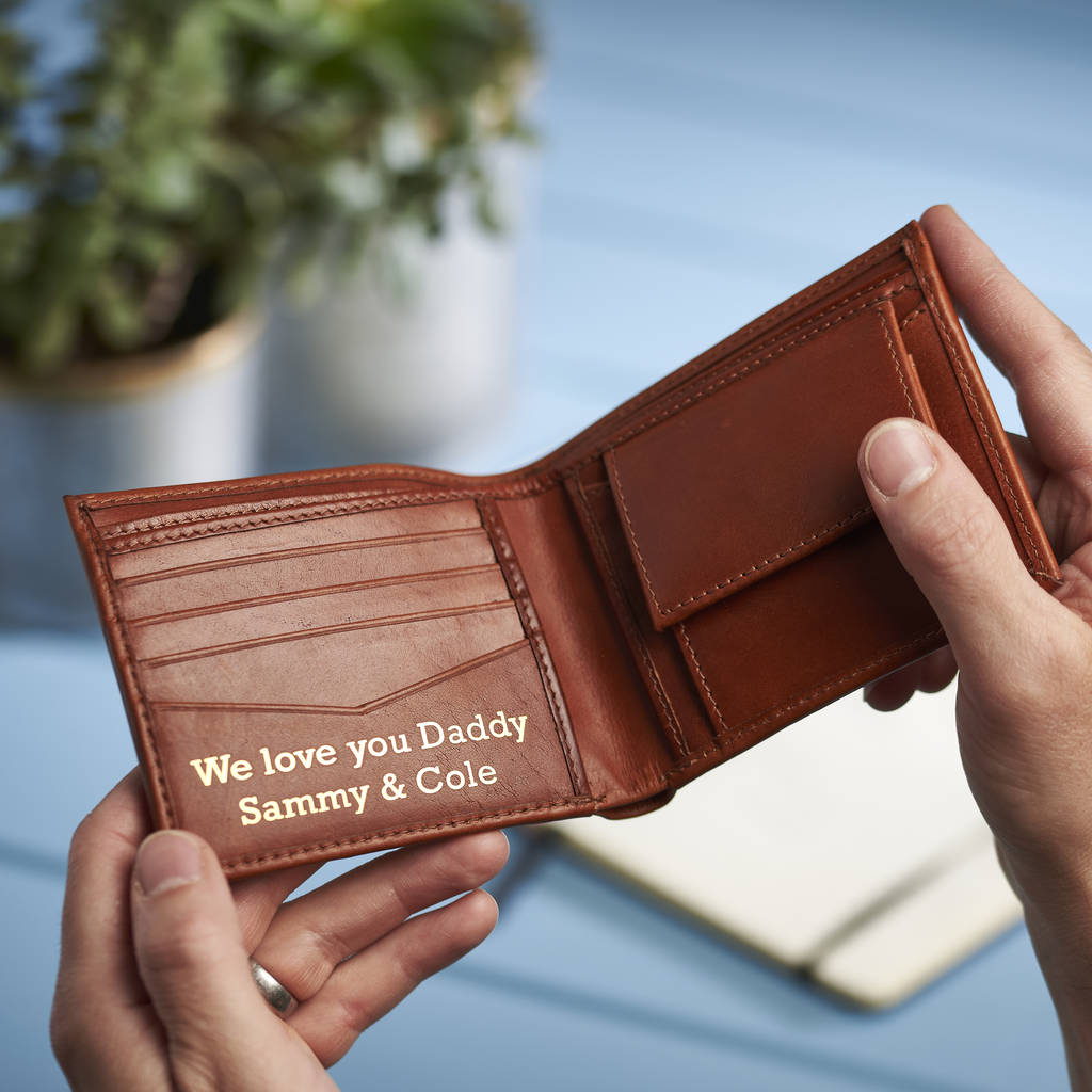 Personalised Message Tan Leather  Wallet  By Posh Totty 