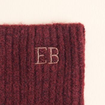 Personalised Initial Burgundy Knitted Hand Warmers, 2 of 3