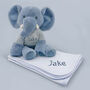 Personalised Esme Elephant Soft Toy With Snuggle Wrap, thumbnail 4 of 9
