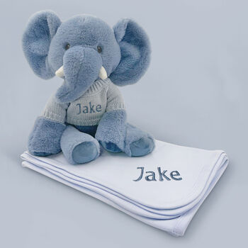 Personalised Esme Elephant Soft Toy With Snuggle Wrap, 4 of 9