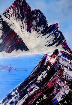 Mountain Glacier Original Painting, Mixed Media, 6 of 6