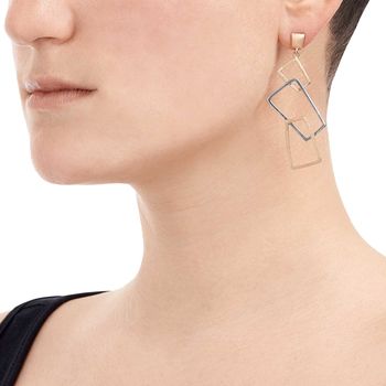 Gold And Silver Earrings With Geometric Elements Geo, 5 of 6