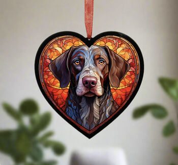 German Shorthaired Pointer Stained Glass Effect Heart Suncatcher, 3 of 5