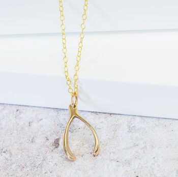 Gold Vermeil Wishbone Necklace, 2 of 8