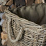 Large Log Basket Wicker With Wheels, thumbnail 2 of 3