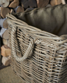 Large Log Basket Wicker With Wheels, 2 of 3