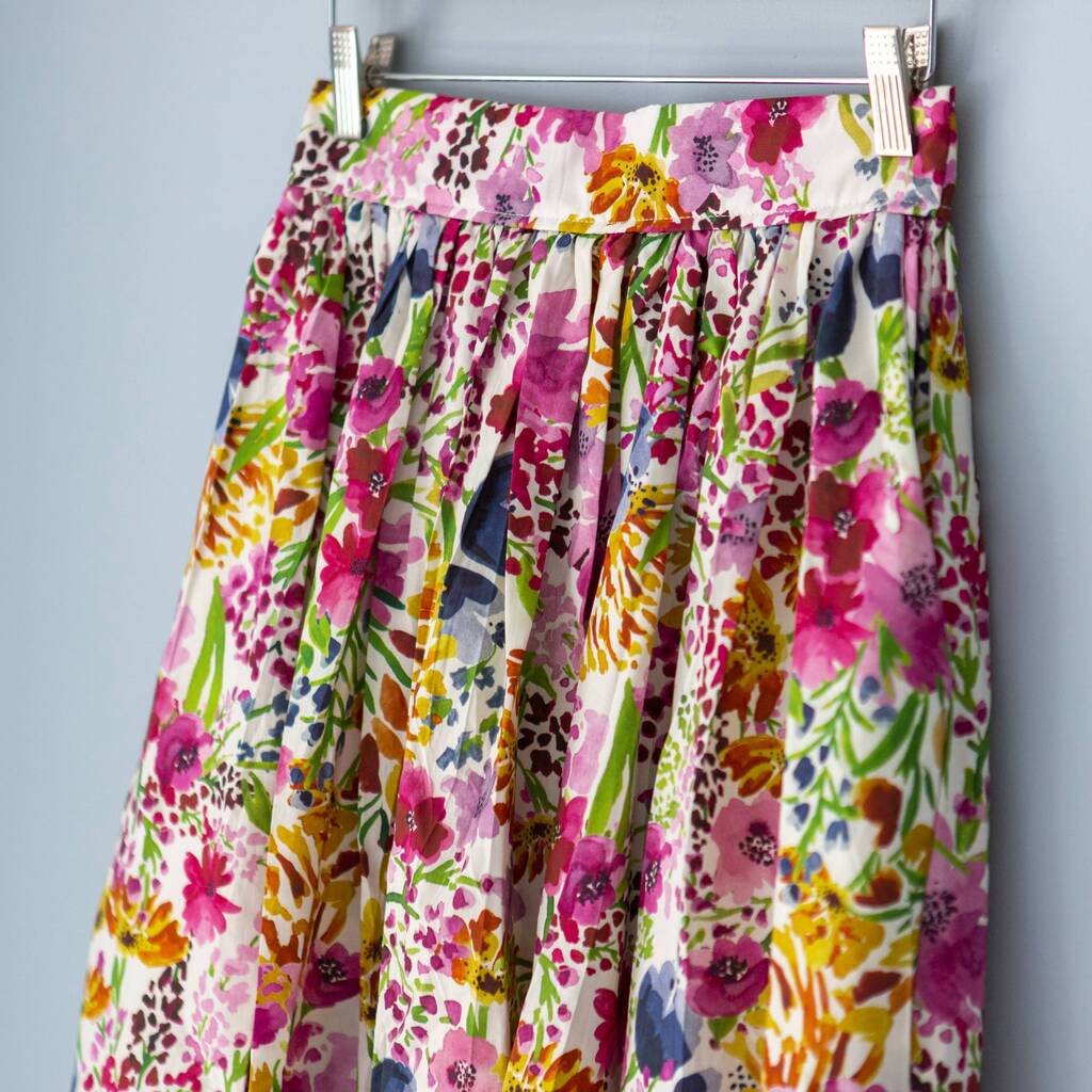 Field Of Flower Printed Cotton Midi Skirt, 1 of 7
