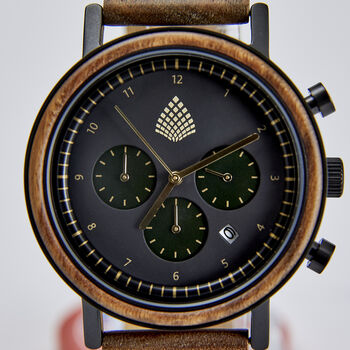 Men's Wristwatch Chronograph Sustainable Wood Watch, Gifting, 2 of 6