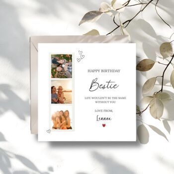 Bestie Birthday Photo Card, Personalised Photo Birthday Card, Best Friend, Any Relationship, 2 of 4