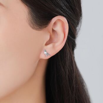 Sterling Silver Enamel Pigeon 16 G Flat Back Labret Earrings, 7 of 11