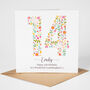 Floral Fun Personalised 14th Birthday Card, thumbnail 4 of 5