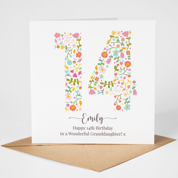 Floral Fun Personalised 14th Birthday Card, 4 of 5