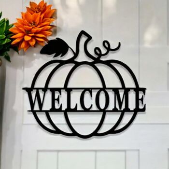 Autumn Metal Pumpkin Welcome Sign, 5 of 6