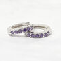 Amethyst February Birthstone Small Silver Huggie Hoops, thumbnail 1 of 4