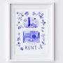 Kent Art Print Inspired By Blue Portuguese Tiles, thumbnail 2 of 2