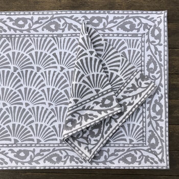 Set Of Six Block Print Placemats And Napkins, 4 of 7