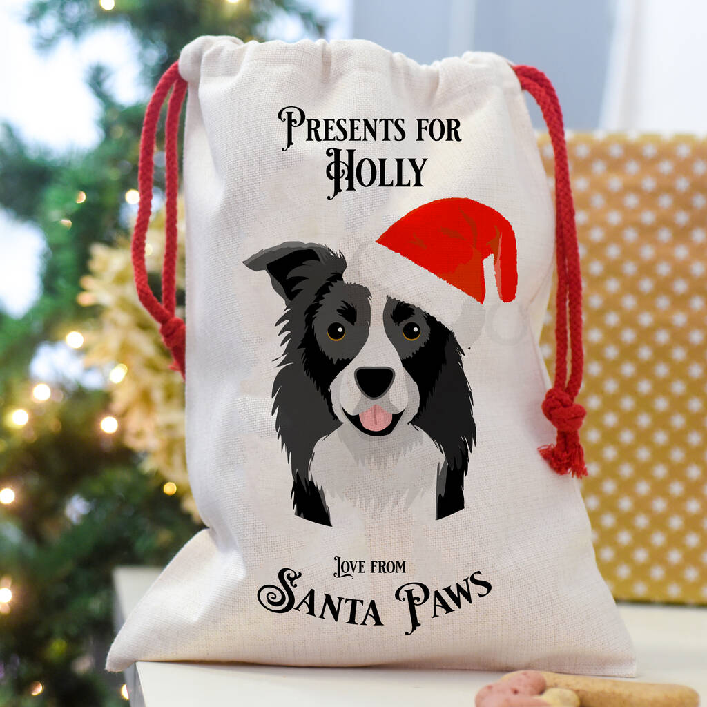 Personalised Santa Dog Christmas Present Sack, 1 of 8