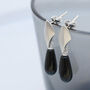 Silver Deco Dropper Earrings With Onyx, thumbnail 3 of 10