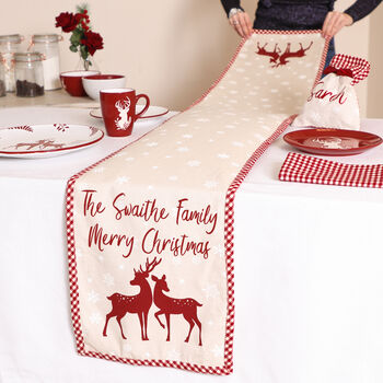 Personalised Winter Woodland Cotton Table Runner, 3 of 4