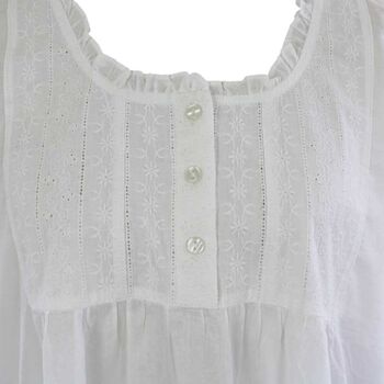 Ladies White Nightdress With Embroidered Yoke 'Serena', 6 of 6