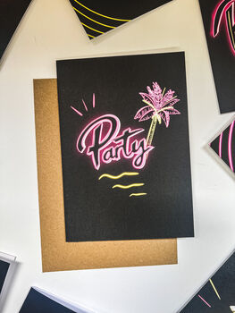 Neon Party Birthday Card, 2 of 2