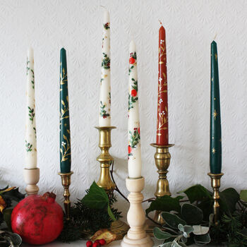 Hand Painted Golden Garland Candles, 5 of 5