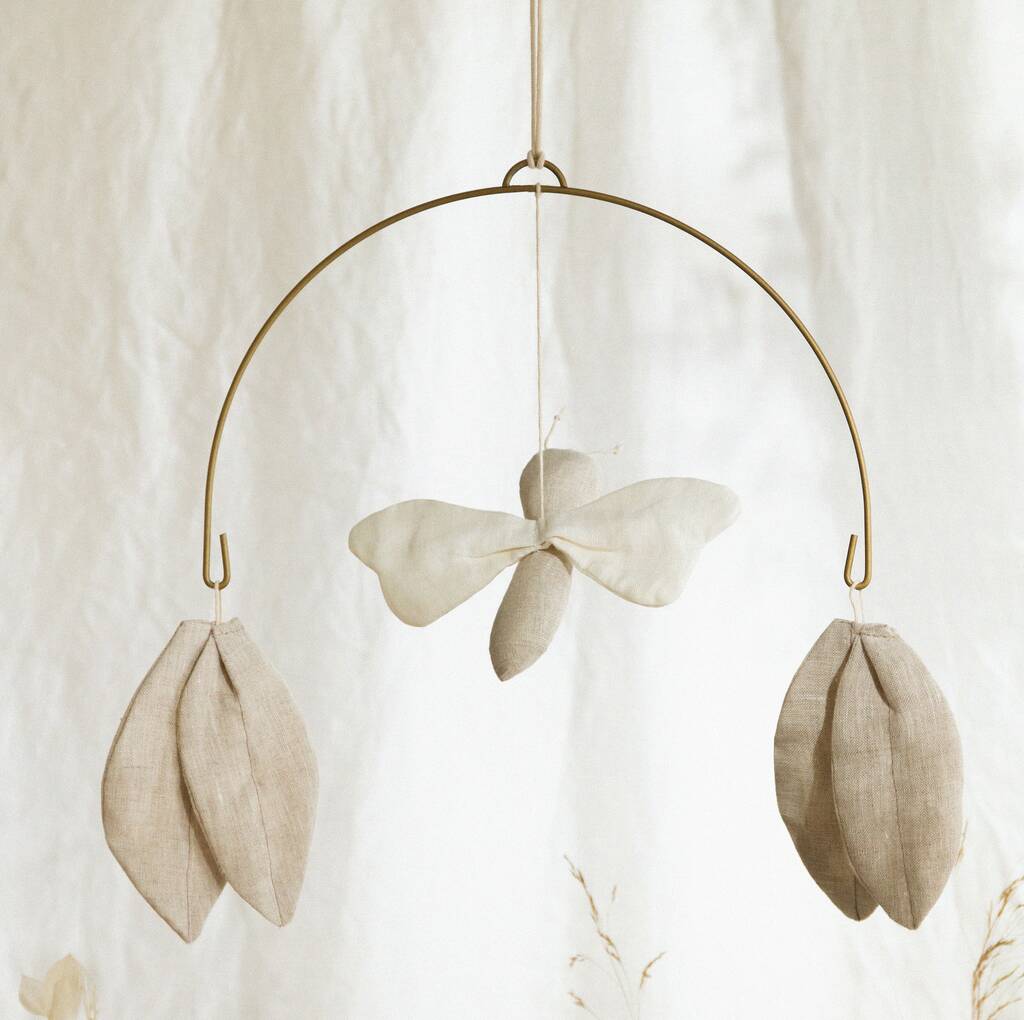 Organic Linen Dragonfly Mobile In Off White, 1 of 4
