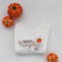 Halloween 'Mama's Pumpkin' Personalised Embroidered Babygro Sleepsuit For Baby's First Halloween, thumbnail 3 of 4