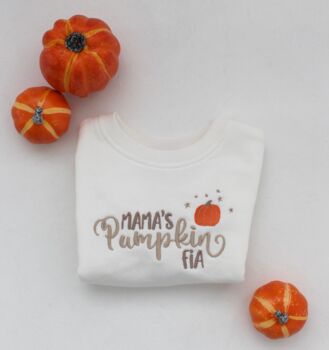 Halloween 'Mama's Pumpkin' Personalised Embroidered Babygro Sleepsuit For Baby's First Halloween, 3 of 4