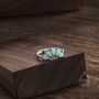 Aqua Green Opal Curved Chevron Ring Sterling Silver, thumbnail 1 of 10