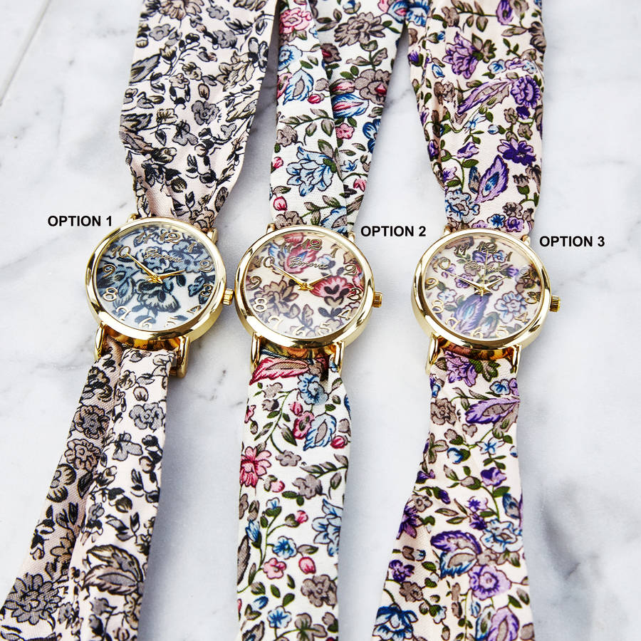 floral ribbon watch by junk jewels