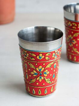 Steel Cups 'Bhanga' Flower Pattern, 2 of 7