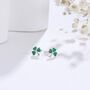 Shamrock Leaf Enamel Stud Earrings In Sterling Silver, thumbnail 5 of 11