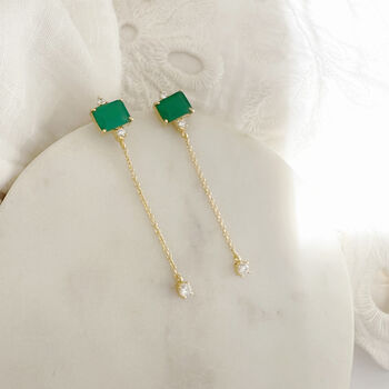 Green Onyx White Zircon Drops, 6 of 8