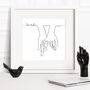 Mrs And Mrs Hands Together Wedding Print, thumbnail 2 of 7