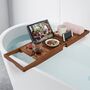 Teak Expandable Bamboo Bath Caddy Tray, thumbnail 1 of 3