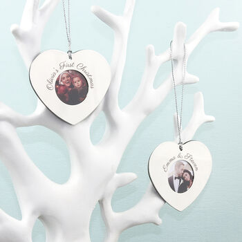 Personalised Heart Photo Frame Tree Decoration, 2 of 5
