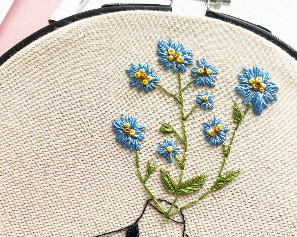 'forget Me Not' A Fun Floral Embroidery Kit By Stitch With Skye 