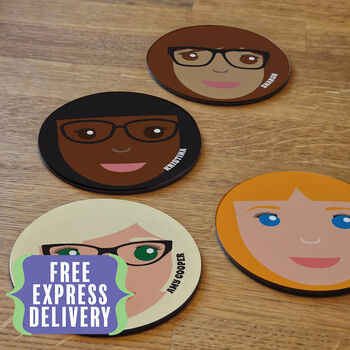 Personalised Face Glossy Coasters Gift For Sister, 2 of 7