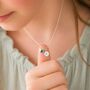 Girl's Personalised Initial And Birthstone Necklace In Sterling Silver, thumbnail 2 of 9