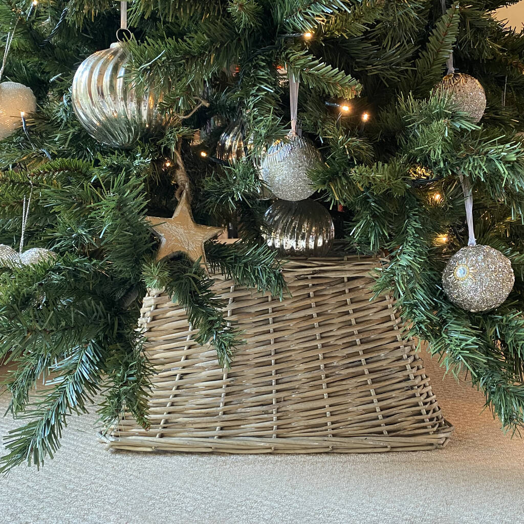 Square Grey Wicker Christmas Tree Skirt By Garden Selections