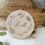 Olive Wreath Wooden Baby Name Plaque, thumbnail 4 of 4