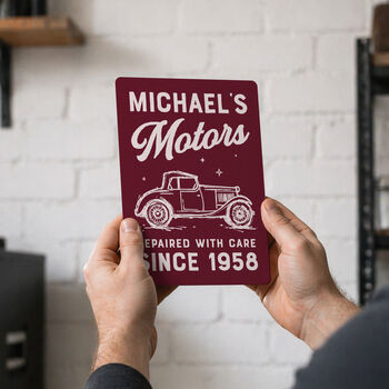 Vintage Car Personalised Metal Garage Sign, 2 of 4