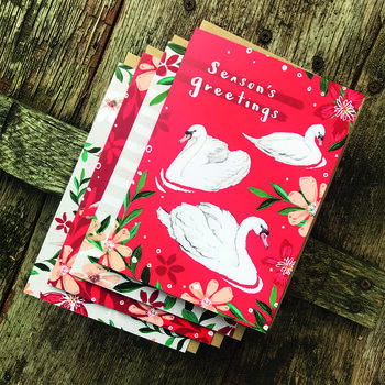 Festive Swan Bird Christmas Card Blank Inside, 2 of 4