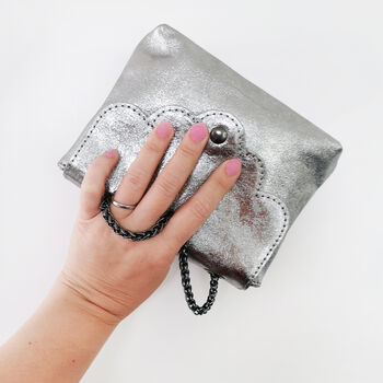 Elly Leather Mini Clutch Bag Silver By LAGOM