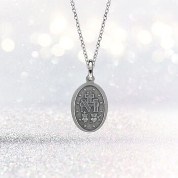 Personalised Oxidised Miraculous Medal Necklace, 5 of 12