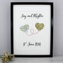 Personalised Map Heart Wedding And Anniversary Print, thumbnail 2 of 12