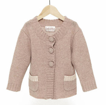 Girls' Cashmere Cardigan In Pink And Red, 4 of 11