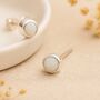 Sterling Silver White Opal Mini Stud Earrings, thumbnail 4 of 10