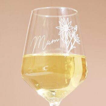 Personalised Birth Flower Wine Glass, 2 of 7